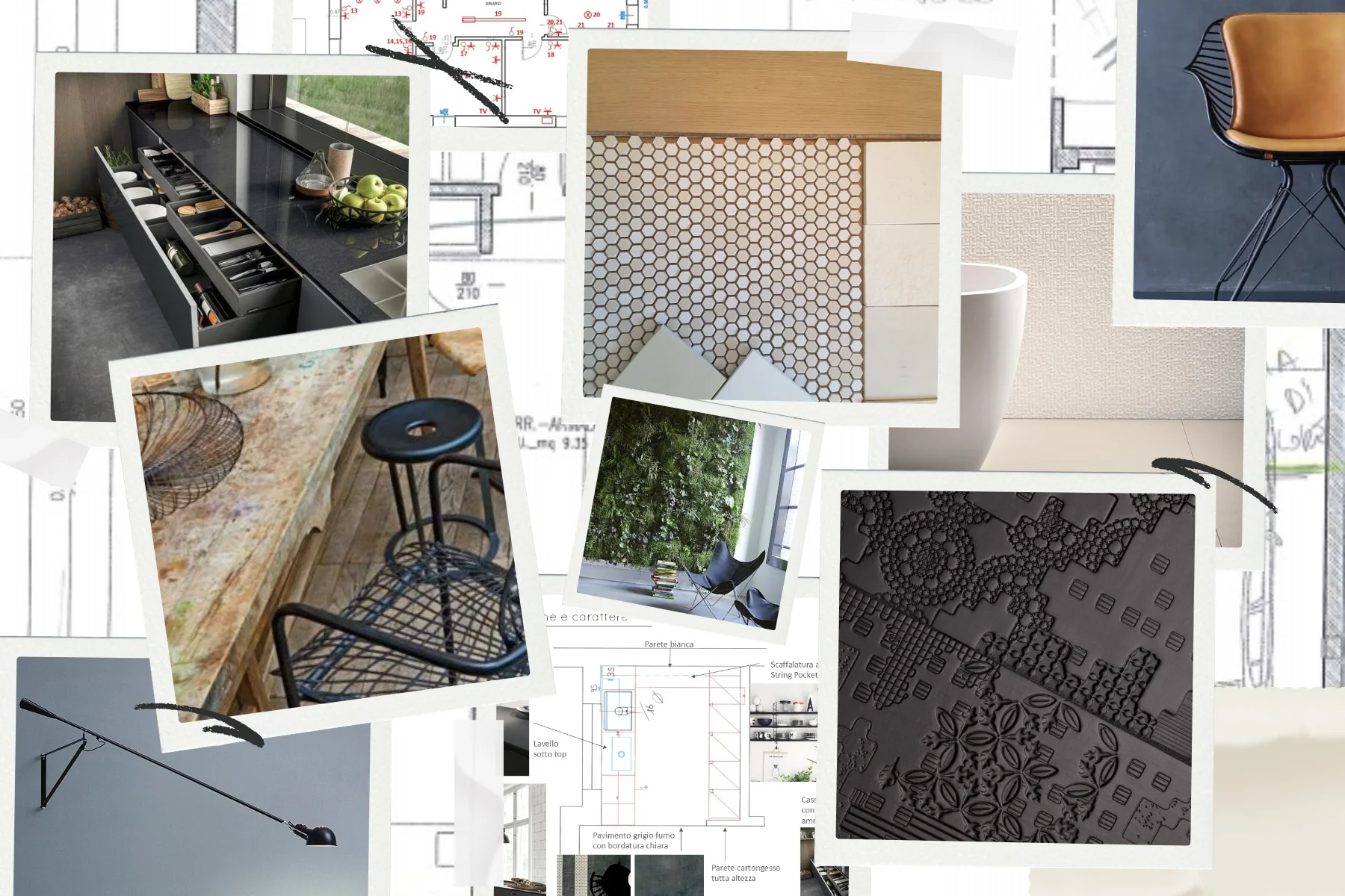 Moodboard idee progetto arredamento d'interni