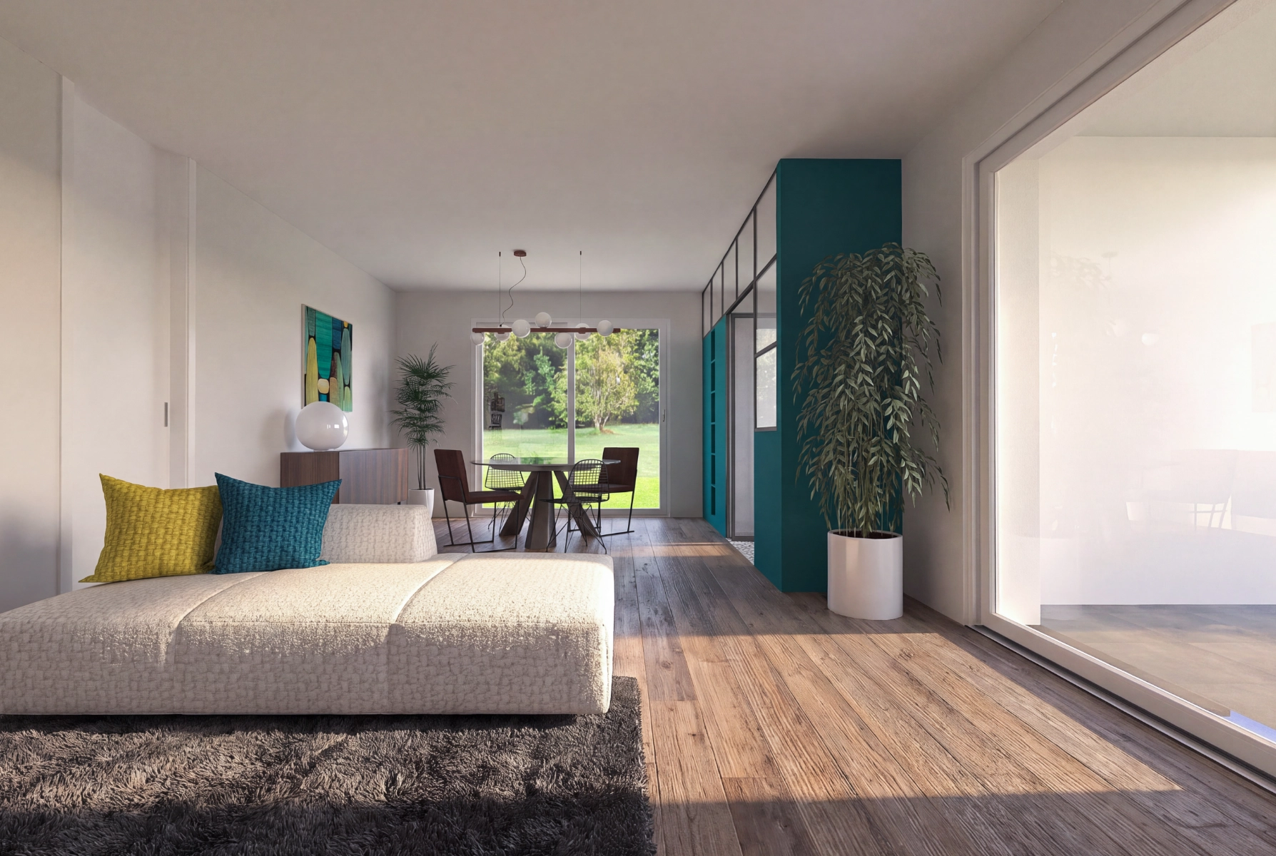 salotto visto dall'ingresso interior design